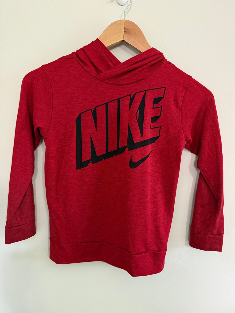 Nike Red Kids Hoodie with Black Logo Graphic